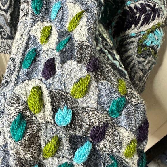 ANU Echo Sapphire BLUE FLORAL Embroidered Wool Jacket MEDIUM - Picture 6 of 10